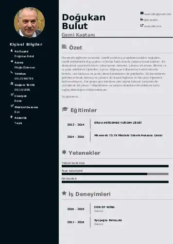Gemi Kaptanı CV Örnekleri cv indir